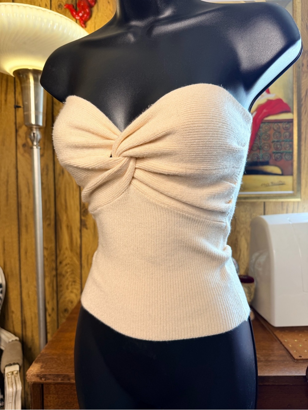 Sweetheart Bustier Twist Front Sweater Top